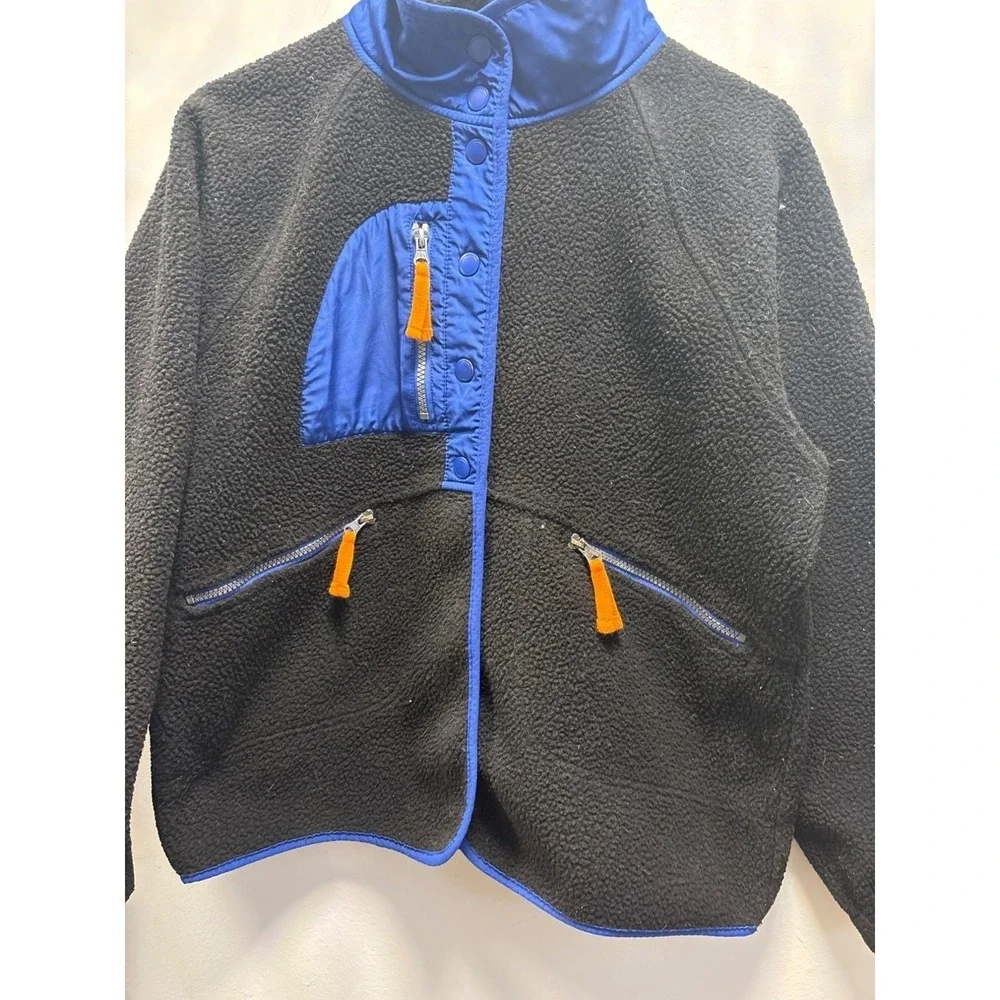 Tellurude  Black & Blue Fleece Jacket‎ Pulls & Snap Closure sz M